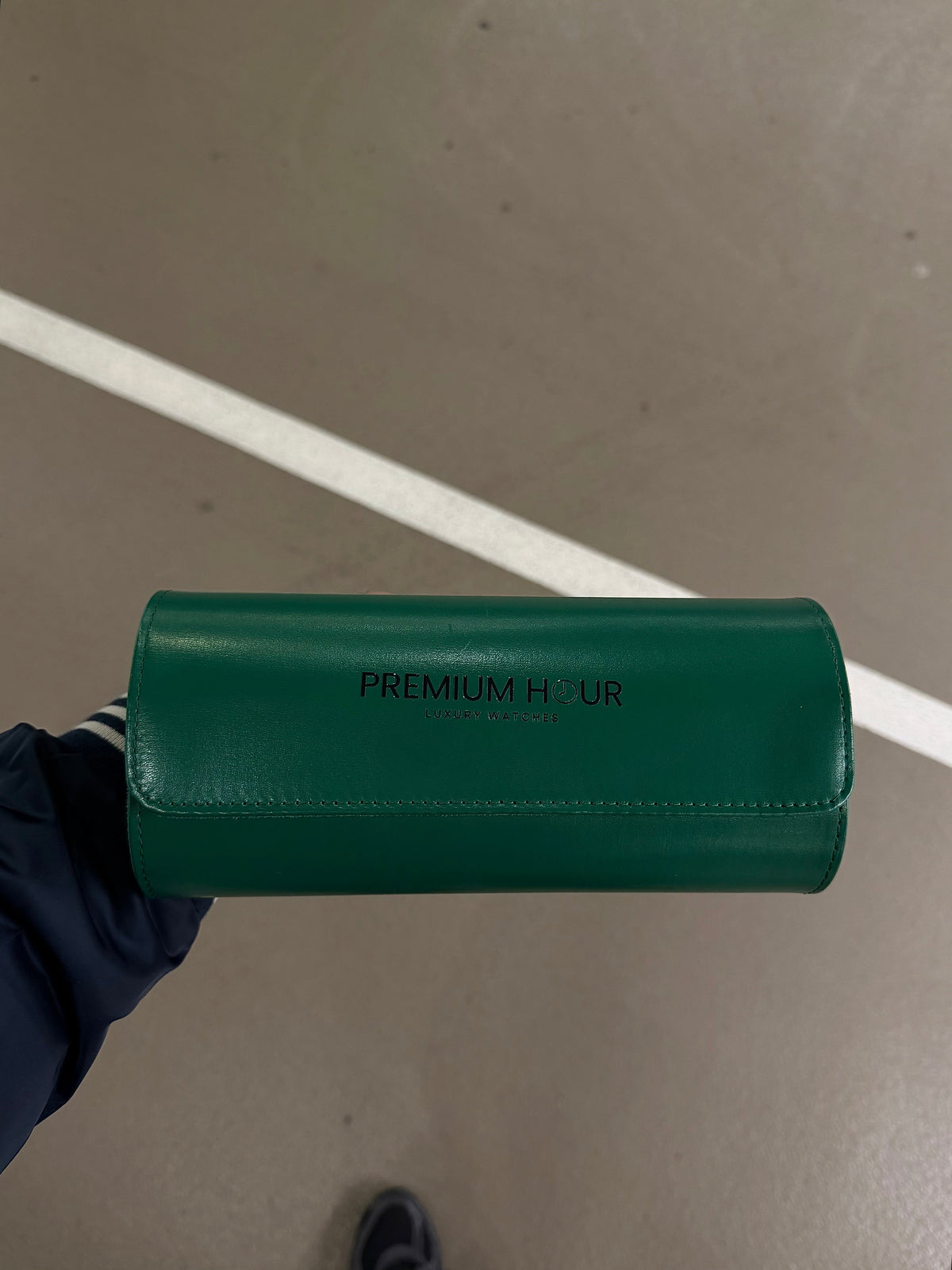 3 Slot Green leather box